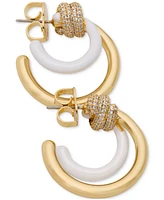 kate spade new york Gold-Tone Medium Pave Knot Layered Hoop Earrings, 1.12"