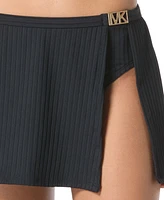 Michael Kors Women's Ribbed Side-Slit Swim Skirt