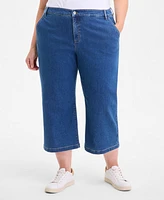 Style & Co Plus High-Rise Wide-Leg Crop Jeans, Exclusively at Macy's