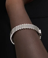 kate spade new york Silver-Tone Spade Flower Lace Thin Bangle Bracelet