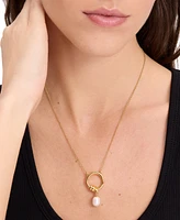 kate spade new york Gold-Tone Freshwater Pearl Pendant Necklace, 18" + 3" extender