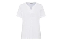Olsen Women's Split Neck T-Shirt with Embroidery