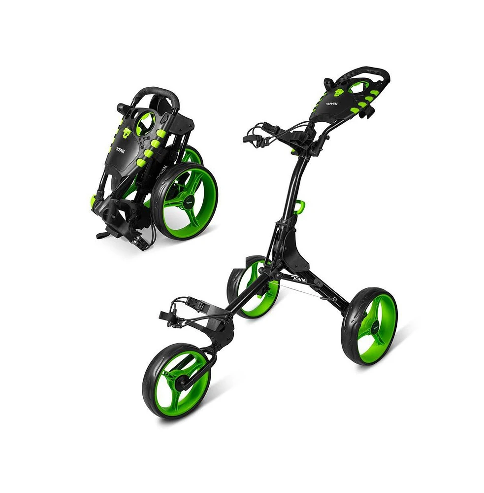 Jovial Foldable 3-Wheel Golf Push Cart with Scorecard Holder