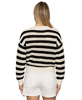 Sanctuary Women's Cotton Stripe Open-Knit Bomber Jacket