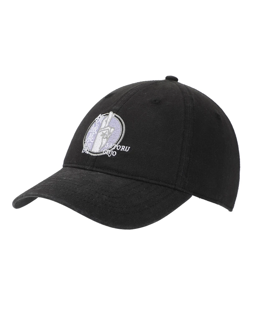 Jujutsu Kaisen Men's Satoru Gojo Crossed Fingers Black Unstructured Baseball Cap