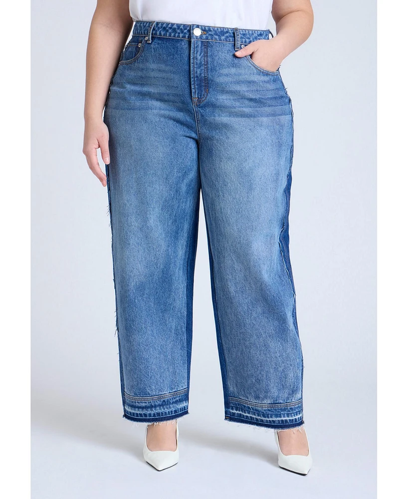 Eloquii Plus Two Tone High Rise Straight Leg Jean
