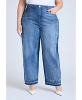 Eloquii Plus Two Tone High Rise Straight Leg Jean