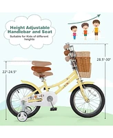 16" Kids Bike with Training Wheels & Adjustable Seat | Safety Reflectors, Bell for Ages 4-8