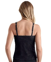 ShapeSolver by Mimi Flamingo Women's Pressed Flowers Crossover Tankini Swimsuit Top