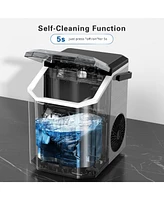 Zafro Portable Ice Maker with Handle, Stainless Steel Ice Maker Countertop with Slef-Cleaning, 35Lbs/24H, 7Mins Fast Ice Making, with Ice Basket/Ice S