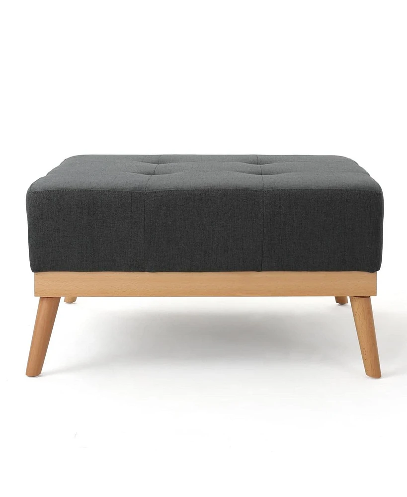 Modern Square Upholstered Ottoman with Birch Wood Legs and Tufted Cushion for Living Room or Lounge-The Pop Home