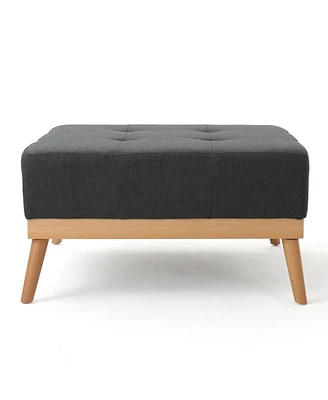 Modern Square Upholstered Ottoman with Birch Wood Legs and Tufted Cushion for Living Room or Lounge-The Pop Home