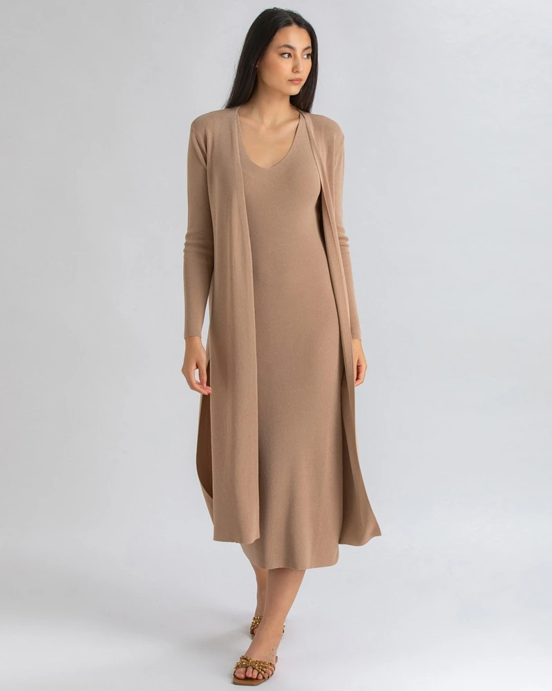 Pietro Brunelli Milano Women's Form-Fitting & Side Slits Maxi Tulip Cardigan