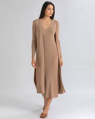 Pietro Brunelli Milano Women's Form-Fitting & Side Slits Maxi Tulip Cardigan