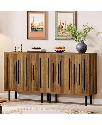 Tribesigns Set of 2 Sideboard Buffet with Storage, 59" Buffet Sideboard Cabinet with Adjustable Shelves, Accent Storage Cabinet for Living Room