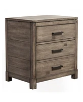 Rustic Weathered Wood Nightstand with Two Drawers for Bedside Essentials