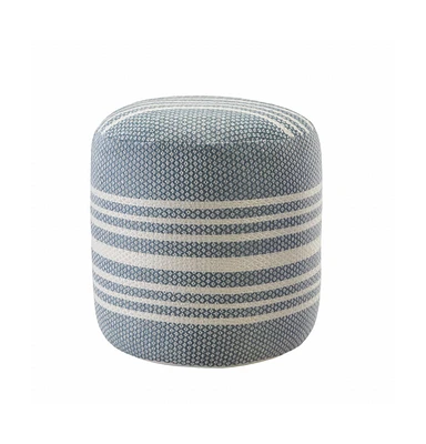 Round Striped Pouf Ottoman for Indoor and Outdoor Seating