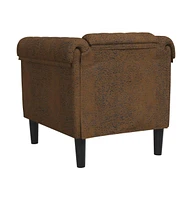 Sofa Chair Brown Faux Suede Leather