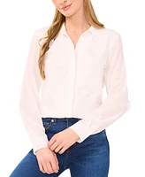 CeCe Women's Long-Sleeve Blouse with Floral Applique