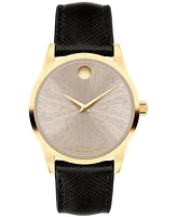 Movado Women's Museum Classic Swiss Automatic Black Leather Watch, 33mm