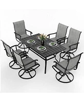 Pamapic Patio Dining Set With Textilene Swivel Chairs