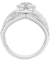 Effy Diamond Round & Baguette Openwork Statement Ring (3/4 ct. t.w.) in 14k White Gold