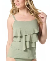 Coco Reef Women's Aura Ruffle Lurex Tankini Top