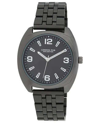 London Fog Unisex Keltic Cushion Case Black Link Alloy Watch, 38mm