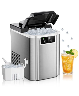 Jinjunye Nugget Ice Maker Countertop,38lbs Per Day, with Soft Chewable Pellet Ice, Self-Cleaning, Stainless Steel