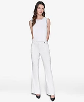 Karl Lagerfeld Paris Women's Pinstripe Full Wide- Leg Pants