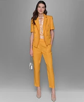 Karl Lagerfeld Paris Women's Linen-Blend Short-Sleeve Double-Breasted Jacket