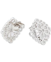 kate spade new york Silver-Tone Spade Flower Lace Stud Earrings