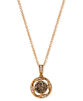 Le Vian Chocolatier Chocolate Diamond & Vanilla Diamond Open Halo Cluster 18" Pendant Necklace (1/3 ct. t.w.) in 14k Rose Gold
