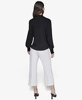 Karl Lagerfeld Paris Women's Blouson-Sleeve Button-Front Blouse