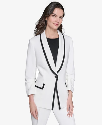 Karl Lagerfeld Paris Women's Contrast-Trim One-Button Blazer