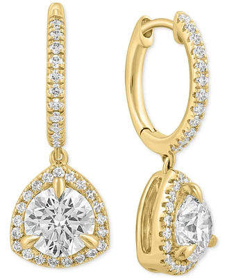 Effy Lab Grown Diamond Halo Dangle Hoop Earrings (2-3/8 ct. t.w.) in 14k Gold