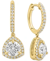 Effy Lab Grown Diamond Halo Dangle Hoop Earrings (2-3/8 ct. t.w.) in 14k Gold