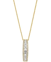 Effy Lab Grown Diamond Round & Baguette Linear Drop Pendant Necklace (1-3/8 ct. t.w.) in 14k Gold