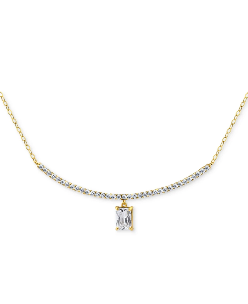 Giani Bernini Cubic Zirconia Curved Bar Baguette Pendant Necklace, 16" + 2" extender
