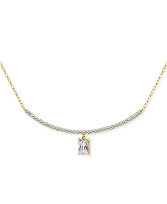 Giani Bernini Cubic Zirconia Curved Bar Baguette Pendant Necklace, 16" + 2" extender