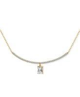 Giani Bernini Cubic Zirconia Curved Bar Baguette Pendant Necklace, 16" + 2" extender