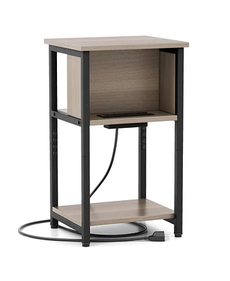 3-Tier End Table with Usb Ports & Power Outlets-1 Piece