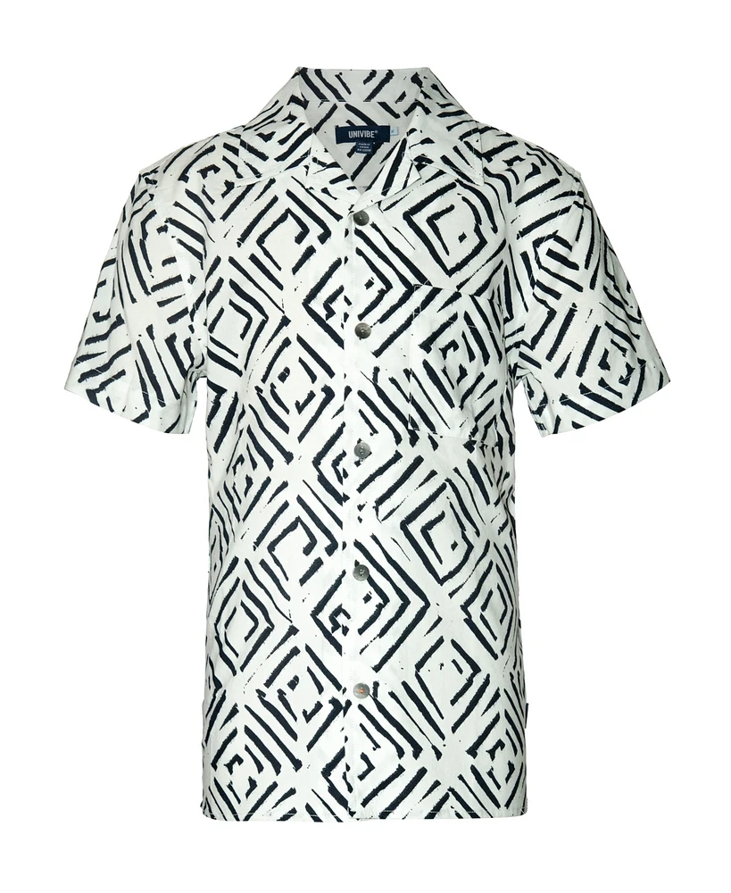 Univibe Big Boys Battery Geo Print Short Sleeve Woven Shirt