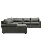 Radley Roll Arm 145" 6-Pc. Leather Wedge Corner Chaise Sectional, Exclusively at Macy's