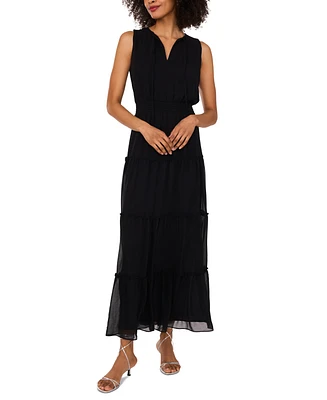 1.state Women's Split-Neck Sleeveless Maxi Dress