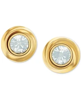 Calvin Klein Stainless Steel Cubic Zirconia Twisted Bezel Stud Earrings