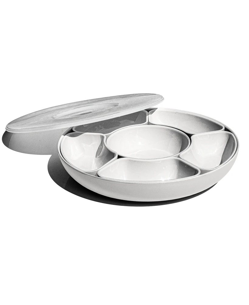 TarHong 8-Piece Divided Server with Lazy Susan and Lid
