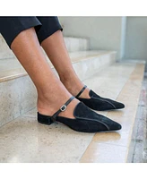 Alterre Women's Black Suede Twiggy Customizable Pointed Loafer Slides