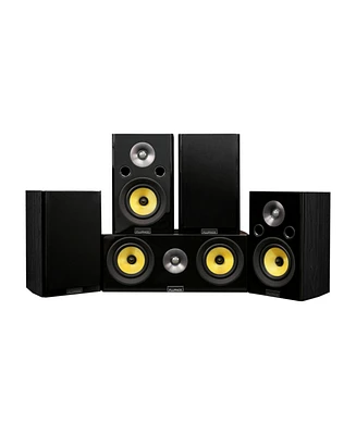 Fluance Signature HiFi Compact Surround Sound Home Theater 5.0 Channel Speaker System including 2-Way Bookshelf, Center and Rear Surro