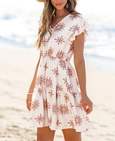Cupshe Women's Just Peachy Ornate Mini Beach Dress